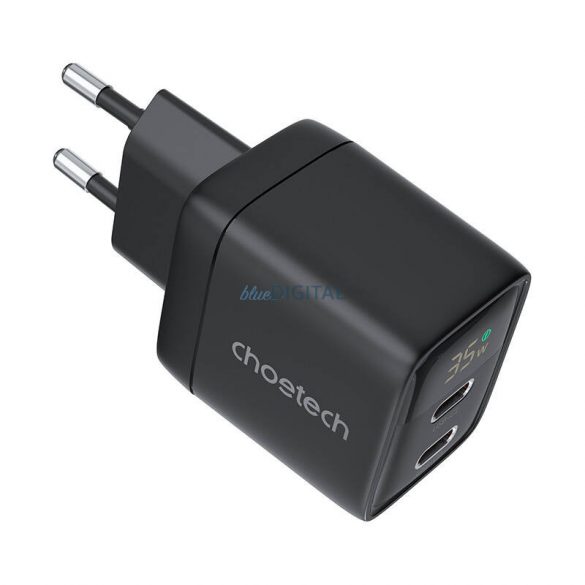 Încărcător de perete GAN3 USB-C+C PD35W Choetech PD6051 (negru)