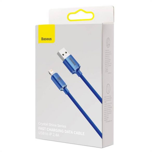 Cablu USB pentru Lightning Baseus Crystal Shine, 2.4A, 1.2m (albastru)