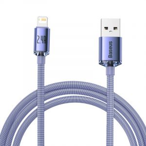 Cablu USB Lightning Baseus Crystal Shine, 2.4A, 2m (violet)