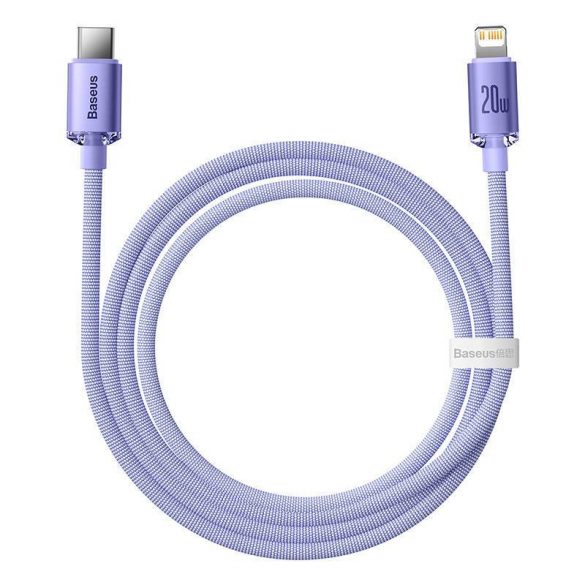 Cablu USB-C Baseus Crystal Shine pentru Lightning, 20 W, PD, 1,2 m (violet)