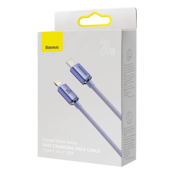 Cablu USB-C Baseus Crystal Shine pentru Lightning, 20 W, PD, 1,2 m (violet)