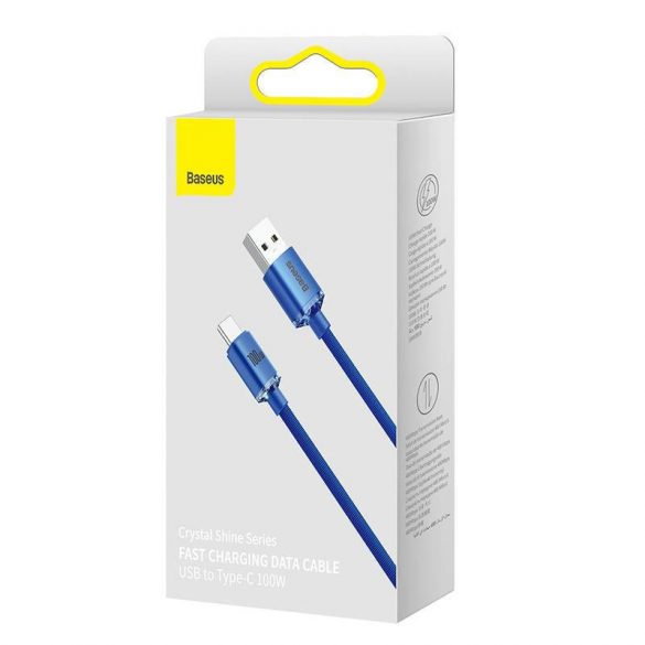 Cablu USB pentru USB-C Baseus Crystal Shine, 5A, 1,2 m (albastru)