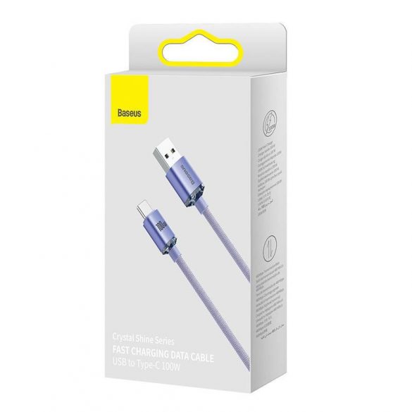 Cablu USB pentru USB-C Baseus Crystal Shine, 5A, 1,2 m (violet)