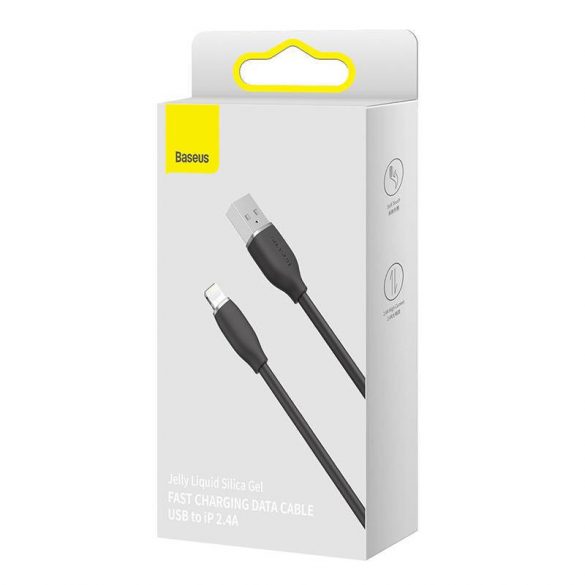 Baseus Jelly USB-A - Cablu Lightning, 2,4 A, 1,2 m (negru)