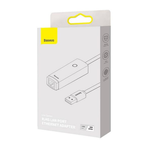 Adaptor de rețea Baseus Lite Series USB - RJ45, 100 Mbps (alb)