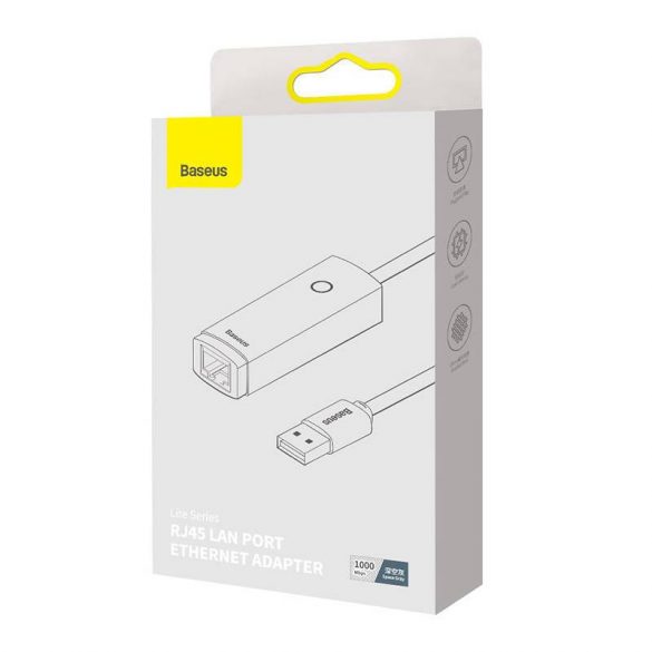 Adaptor de rețea Baseus Lite Series USB la RJ45, 1000 Mbps (gri)