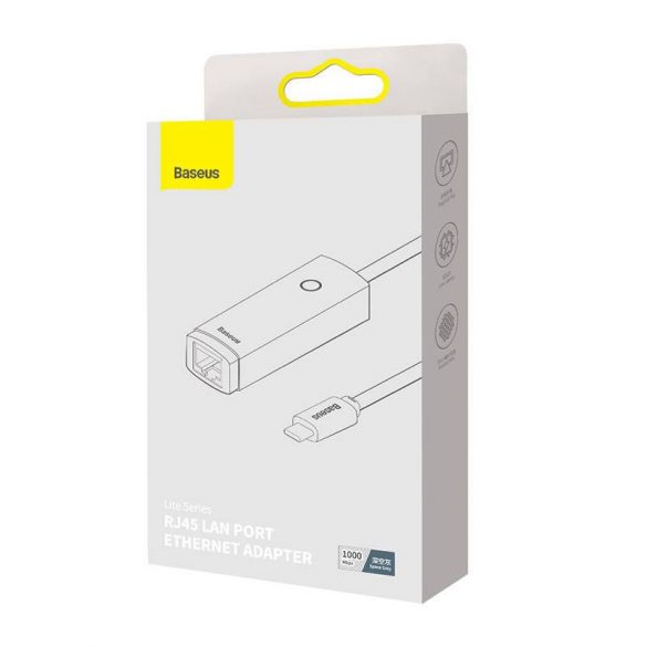 Adaptor de rețea Baseus Lite Series USB-C la RJ45 (gri)