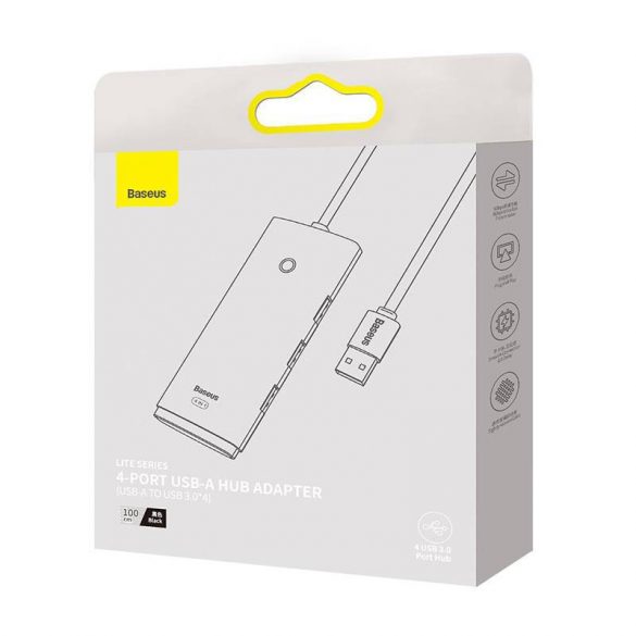 Baseus Lite Series 4 az 1-ben USB - 4x USB 3.0 hub, 1m (negru)