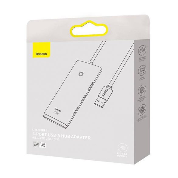 Seria Baseus Lite USB 4 în 1 - 4x hub USB 3.0, 1 m (alb)