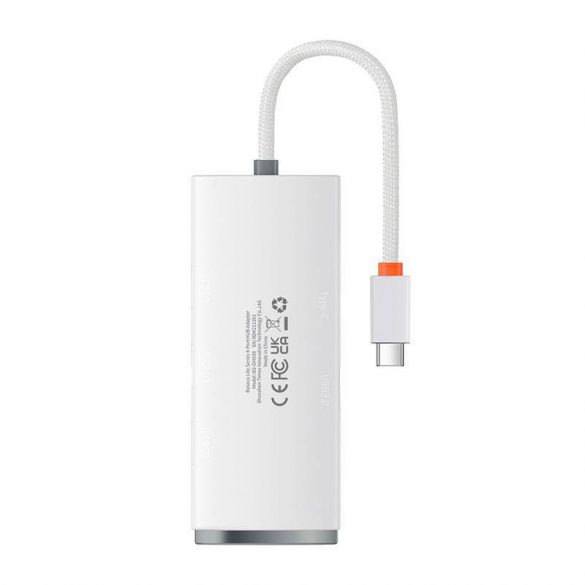 Hub din seria Baseus Lite 4 în 1 USB-C 4x USB 3.0 + USB-C, 25 cm (alb)