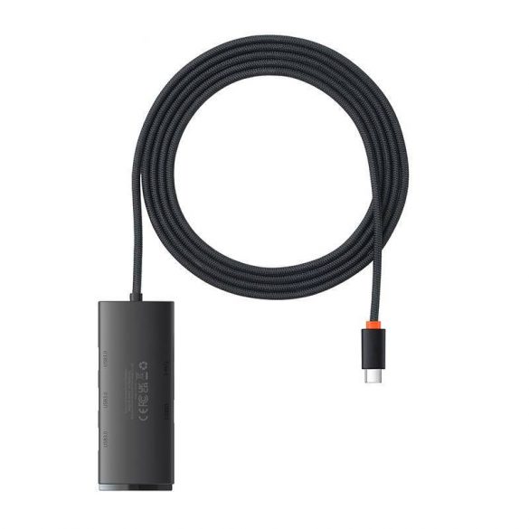 Hub din seria Baseus Lite 4in1 USB-C 4x USB 3.0 + USB-C, 2m (negru)