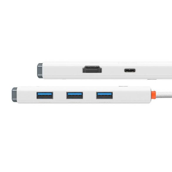 Seria 5 în 1 Baseus Lite USB-C 3x USB 3.0 + USB-C + hub HDMI (alb)