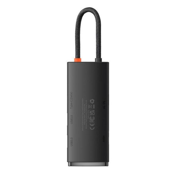 Seria Baseus Lite 6in1 USB-C 2x USB 3.0 + USB-C + HDMI + hub SD/TF (negru)