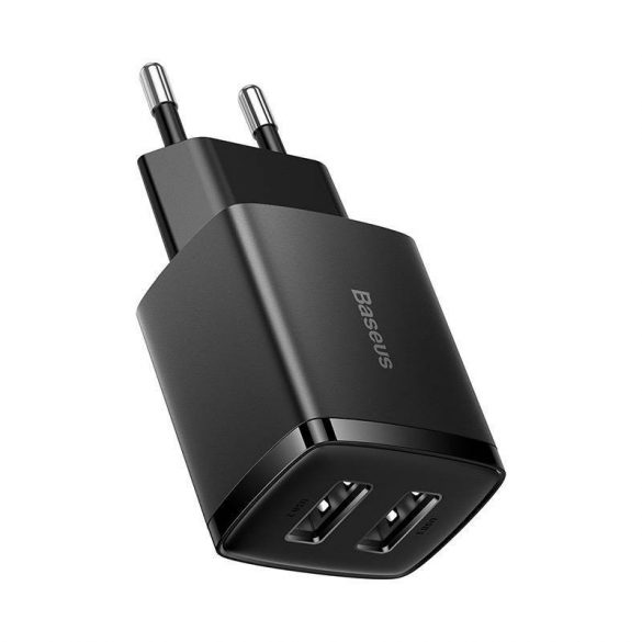 Baseus încărcător rapid compact, 2x USB, 10.5W (negru)