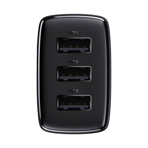 Baseus încărcător compact rapid, 3x USB, 17W (negru)