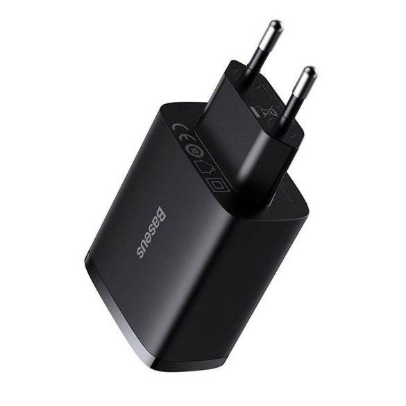 Baseus încărcător compact rapid, 3x USB, 17W (negru)