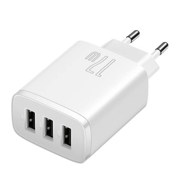 Baseus încărcător rapid compact, 3x USB, 17W (alb)