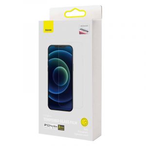 Folie din sticlă călită Baseus 0,3 mm pentru iPhone 12 Pro Max 6,7" (2 buc)