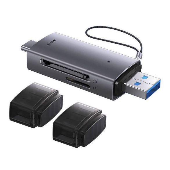 Cititor de carduri de memorie SD/TF din seria Baseus Lite, USB + USB-C (gri)