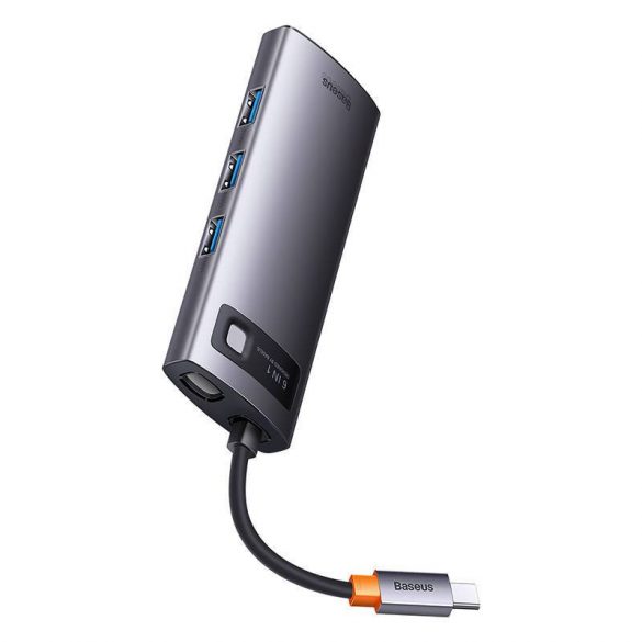 Baseus Metal Gleam Series 6 az 1-ben hub elosztó, USB-C - 3x USB 3.0 + USB-C PD + microSD/SD