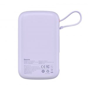 Powerbank Baseus Qpow Pro cu cablu Lightning, USB-C, USB, 10000mAh, 20W (violet)