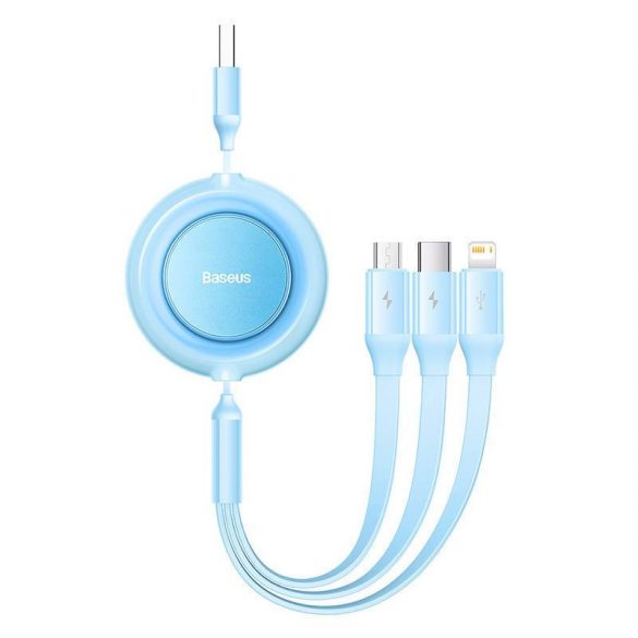 Baseus Bright Mirror 2, cablu 3 în 1 Micro USB / Lightning / USB-C, 3,5 A, 1,1 m (albastru cer)