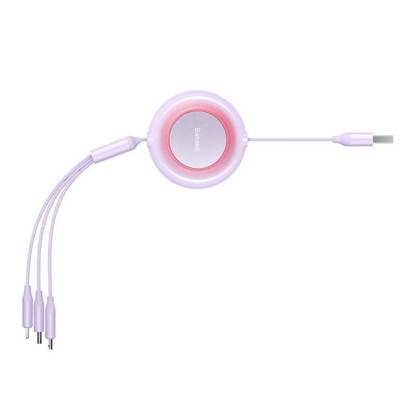 Baseus Bright Mirror 2, cablu 3 în 1 Micro USB / Lightning / USB-C, 3,5 A, 1,1 m (violet)