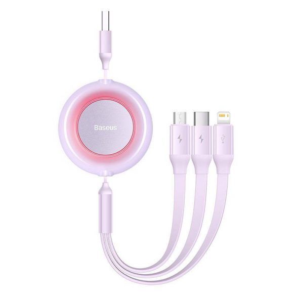 Baseus Bright Mirror 2, cablu 3 în 1 Micro USB / Lightning / USB-C, 3,5 A, 1,1 m (violet)