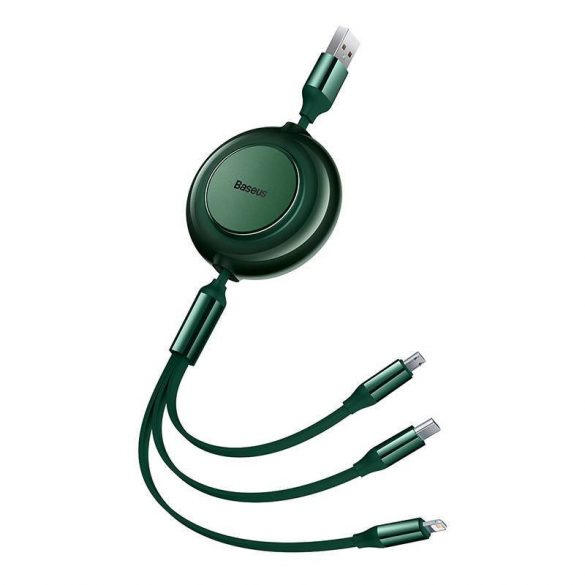 Baseus Bright Mirror 2, cablu 3 în 1 Micro USB / Lightning / USB-C, 3,5 A, 1,1 m (verde)