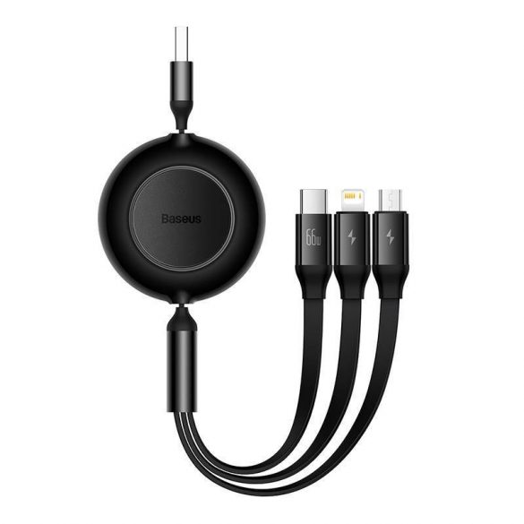 Baseus Bright Mirror 3, cablu 3 în 1 Micro USB / Lightning / USB-C, 66W / 2A, 1,1 m (negru)