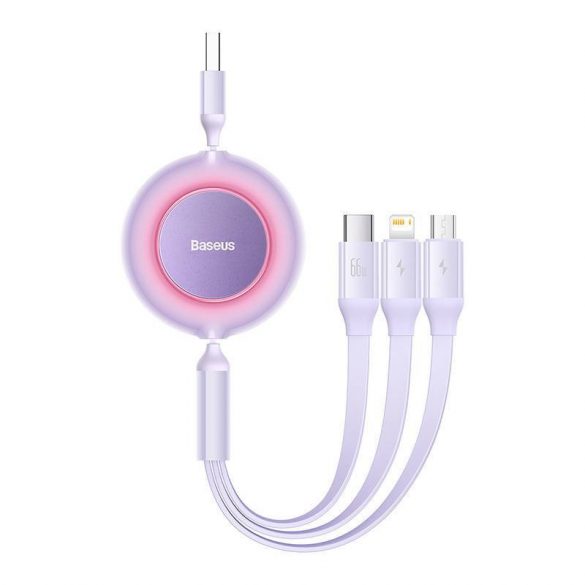 Baseus Bright Mirror 3, cablu 3 în 1 Micro USB / Lightning / USB-C, 66W / 2A, 1,1 m (violet)