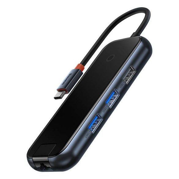 Hub Baseus AcmeJoy 5 în 1, USB-C - 2xUSB 3.0, USB 2.0, USB-C PD, RJ45 (gri închis)