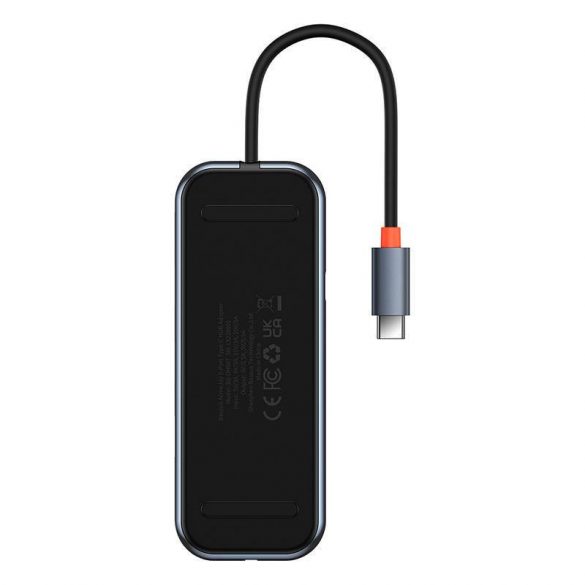 Hub Baseus AcmeJoy 5 în 1, USB-C - 2xUSB 3.0, USB 2.0, USB-C PD, RJ45 (gri închis)