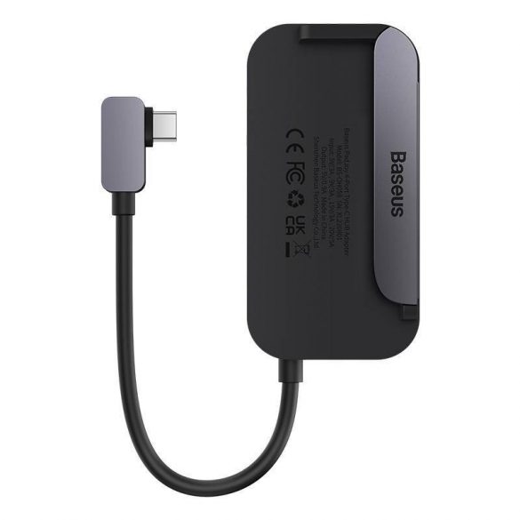 HUB Baseus PadJoy 4 în 1 USB-C - USB 3.0 + HDMI + USB-C PD + mufă, 3,5 mm (gri)