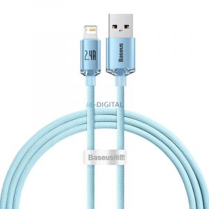 Kabel USB pentru iP Baseus Crystal Shine, 2,4 A, 1,2 m (niebieski)