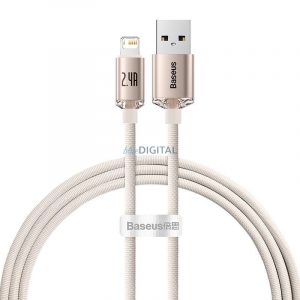 Kabel USB pentru iP Baseus Crystal Shine, 2,4 A, 1,2 m (roz)