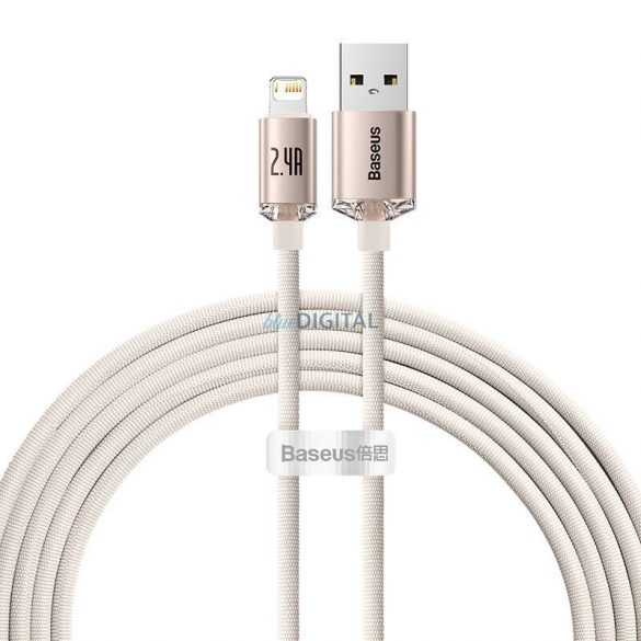 Kabel USB pentru iP Baseus Crystal Shine, 2,4 A, 2 m (roz)