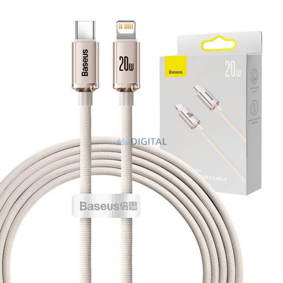 Kabel USB-C pentru iP Baseus Crystal Shine, 20W, 2m (roz)