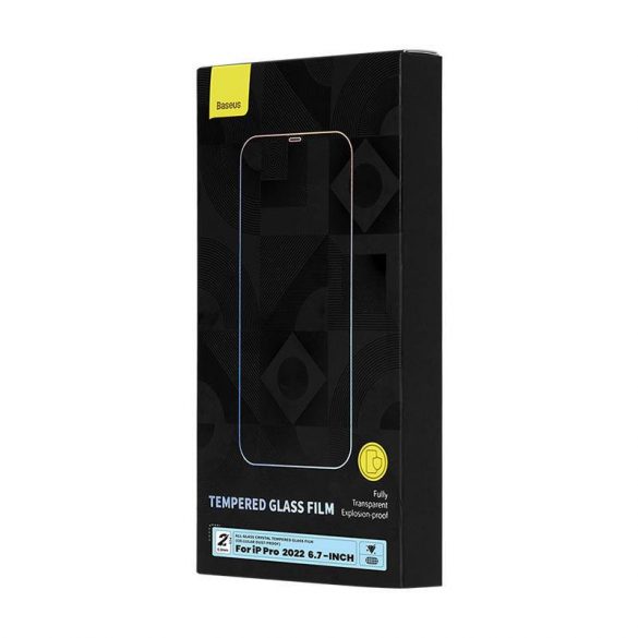 Folie de sticlă pentru iPhone 14 Pro Max Baseus Crystal cu strat rezistent la praf, 0,3 mm (2 buc)