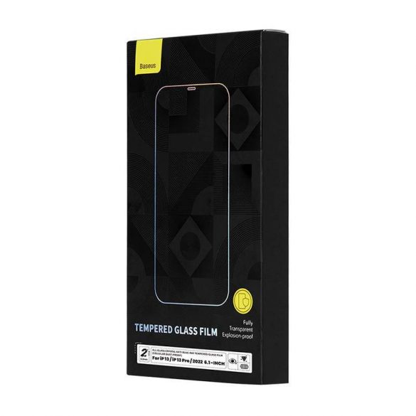 Folie de sticlă Baseus Crystal iPhone 14/13/13 Pro cu filtru de lumină albastră și acoperire rezistentă la praf, 0,3 mm (2 buc)