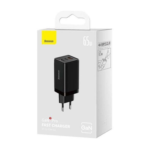 Baseus GaN5 Pro încărcător , 2xUSB-C + USB, 65W (negru)