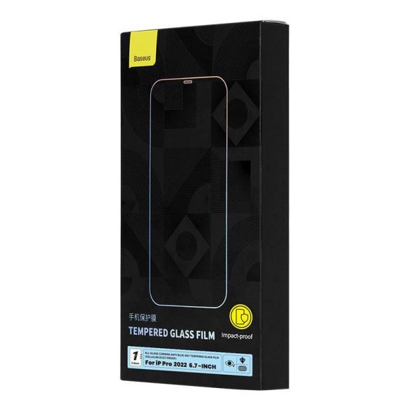 Baseus iPhone 14 Pro Max Folie de sticlă pentru filtrarea luminii albastre, 0,4 mm