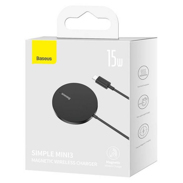 Încărcător wireless magnetic Baseus Simple Mini3, 15W (negru)