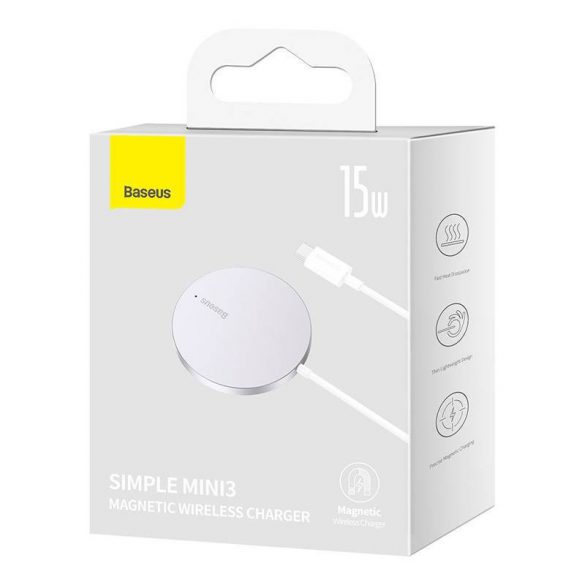 Încărcător wireless magnetic Baseus Simple Mini3, 15W (argintiu)