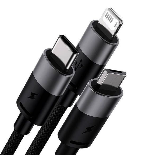 Cablu de încărcare Baseus StarSpeed ​​​​3 în 1 USB - USB-C + Micro + Lightning 3.5A, 1.2m (negru)