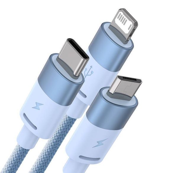 Cablu de încărcare Baseus StarSpeed ​​​​3 în 1 USB - USB-C + Micro + Lightning 3.5A, 1.2m (albastru)