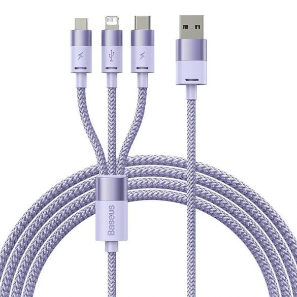 Cablu de încărcare Baseus StarSpeed ​​​​3 în 1 USB - USB-C + Micro + Lightning 3.5A, 1.2m (violet)