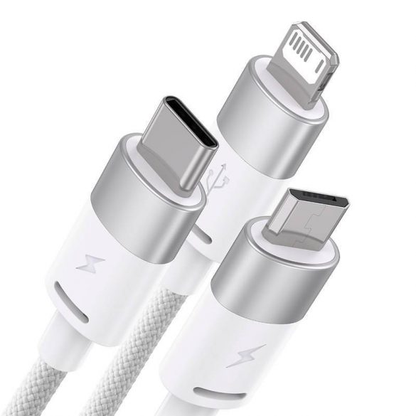 Cablu de încărcare Baseus StarSpeed ​​​​3 în 1 USB - USB-C + Micro + Lightning 3.5A, 1.2m (alb)