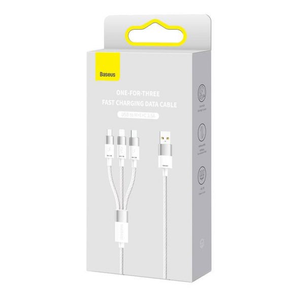 Cablu de încărcare Baseus StarSpeed ​​​​3 în 1 USB - USB-C + Micro + Lightning 3.5A, 1.2m (alb)