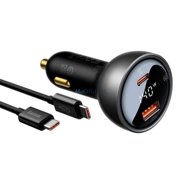 Încărcător auto Baseus Superme, USB, USB-C, 140 W (negru)